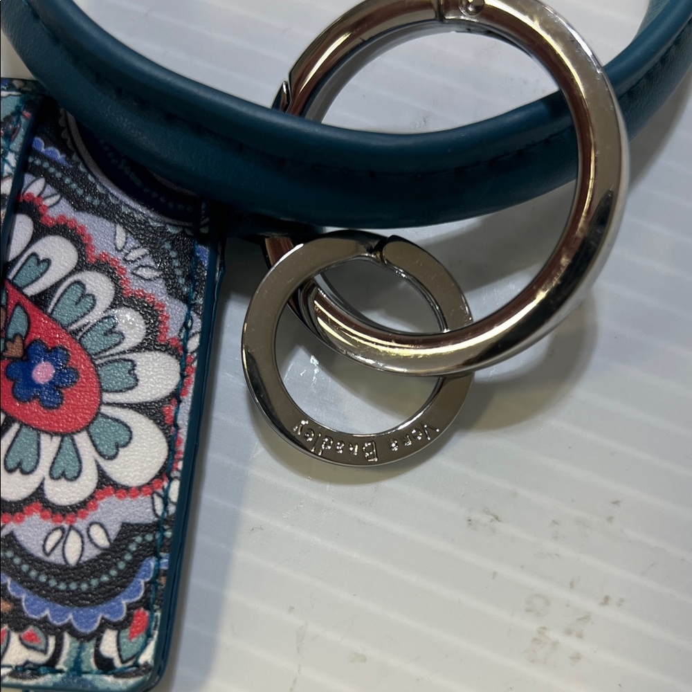 Vera Bradley Teal Paisley Wristlet with Keychain - Picture 2 of 6